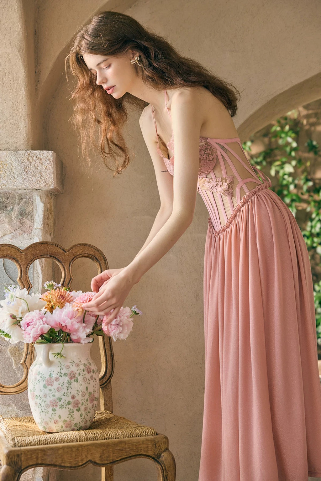 Blush Lace Corset Midi Dress – PinkbySherraine