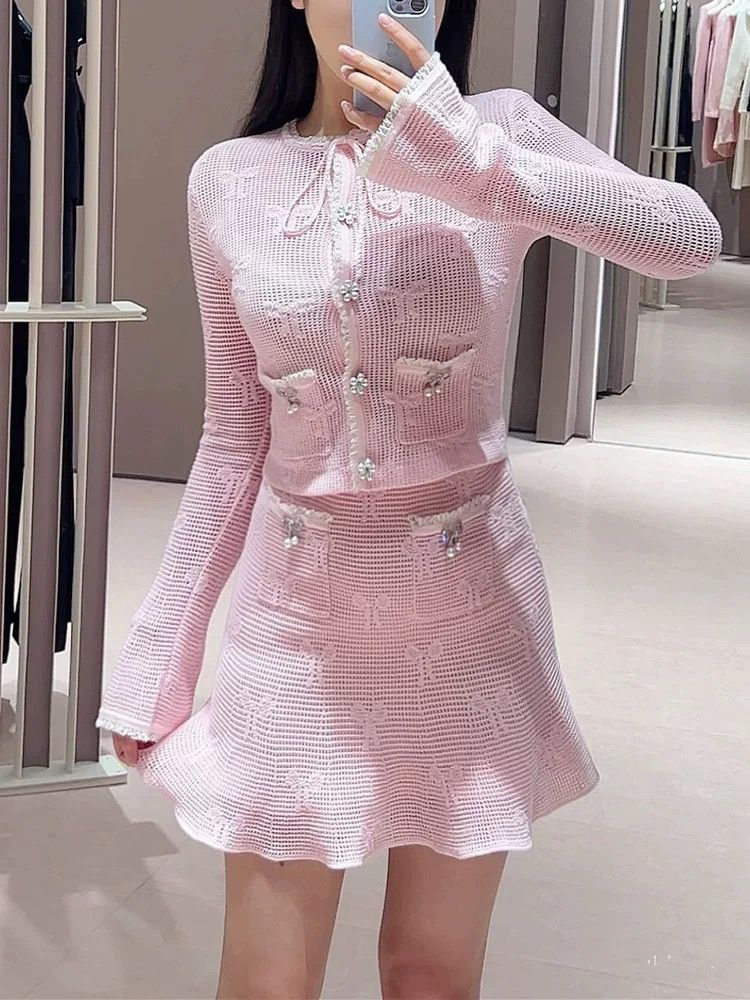 Blush Lace Knit Two-Piece Set