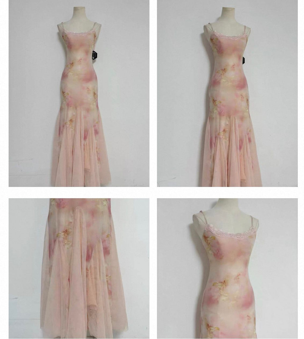 Blush Garden Satin Lace Maxi Dress – Pink by Sherraine