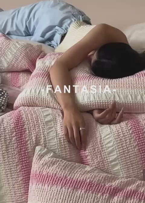 Pink & White Stripe Luxury Bedding Set – 4 Piece